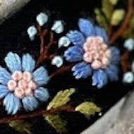 Summer Floral Embroidered Headband - Black with Blue Flowers - Quince Fables - Wild Lark