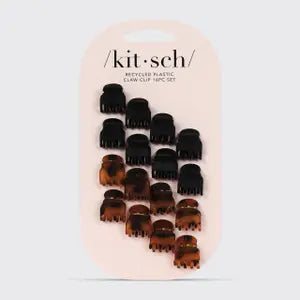 Kitsch Hair Clips - Recycled Plastic Mini Classic Claw Clips 16pc - Black & Tort - KITSCH - Wild Lark
