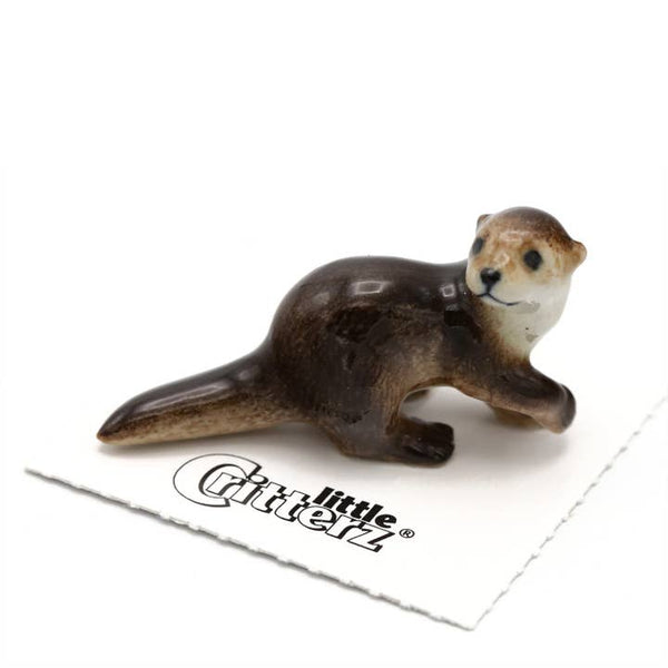Porcelain Miniature Critters - Glide River Otter - Little Critterz - Wild Lark