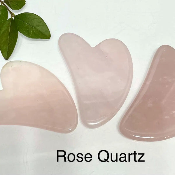 Natural Crystal Gua Sha Facial Massage Heart - Rose Quartz - KayleeNYC - Wild Lark