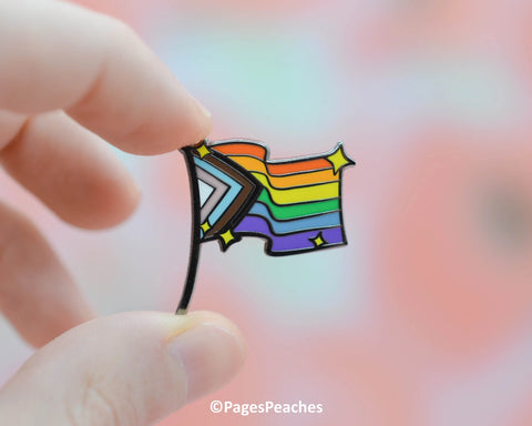 Hard Enamel Progress Pride Pin - - Page's Peaches - Wild Lark