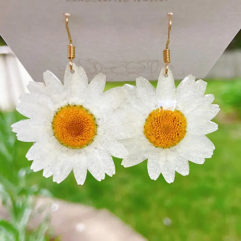 Pressed Daisy Flower Earrings -  - Daisy Moon by Hillerland - Wild Lark