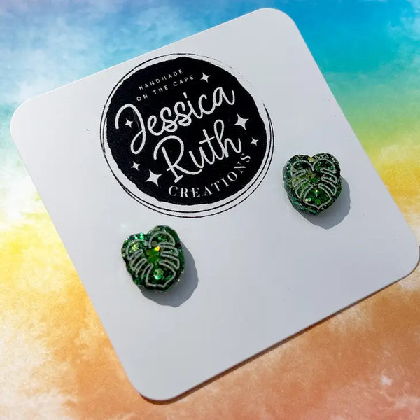 Earrings - Jessica Ruth Creations - Green Monstera Studs - Jessica Ruth Creations - Wild Lark