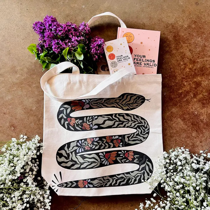 Floral Snake Canvas Tote -  - Ark Made - Wild Lark