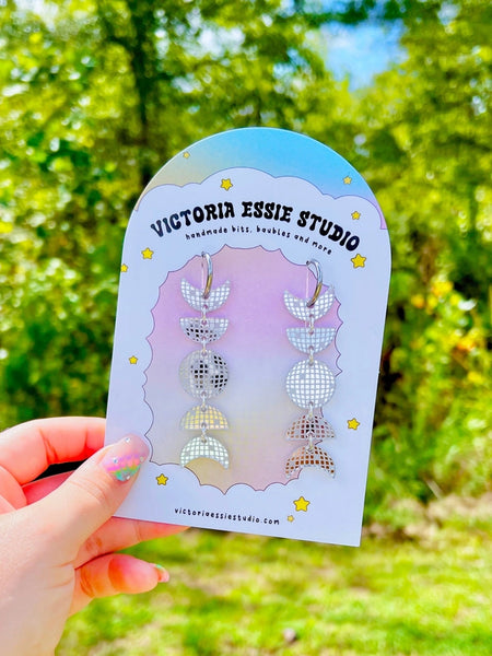 Earrings by Victoria Essie Studio - Disco Moon Phase Earrings - Victoria Essie Studio - Wild Lark