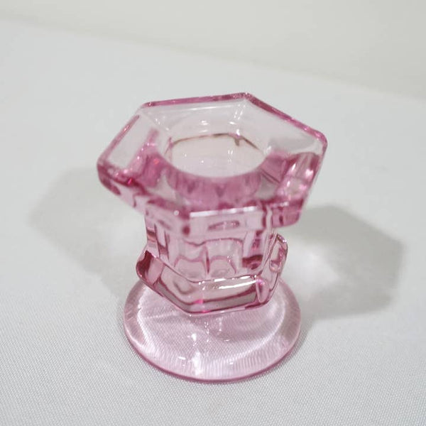 Glass Candlestick Holders Taper Candle Holders Tabletop - Pink - Sweet Home Deco - Wild Lark