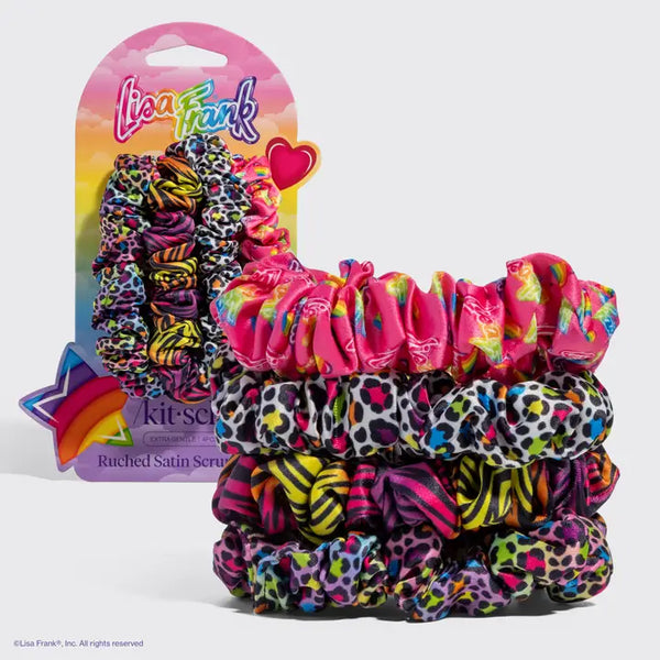 Lisa Frank X KITSCH Scrunchies - Ruched Satin Scrunchies in Rainbow Leopard - KITSCH - Wild Lark