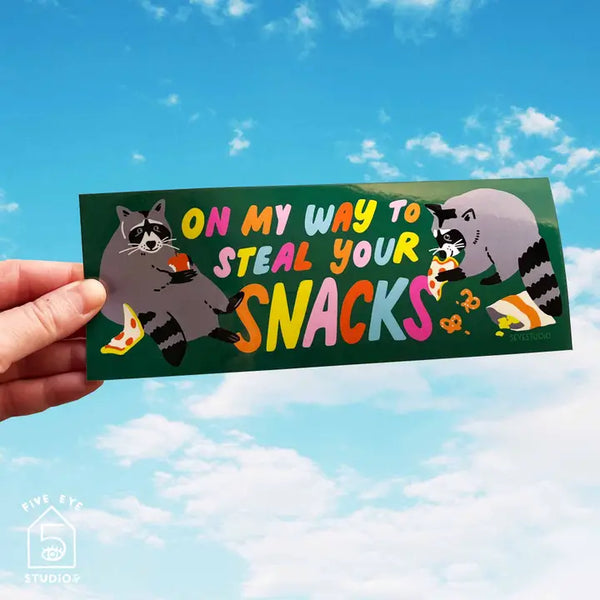 Vinyl Stickers - Snacks Raccoons Bumper Sticker - 5 Eye Studio - Wild Lark