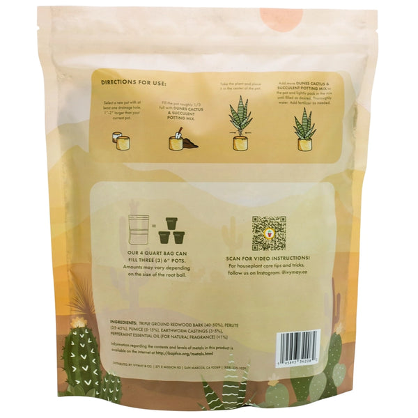 Organic Cactus & Succulent Potting Soil Mix (4 Qt) - - Ivy May Co - Wild Lark