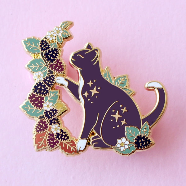 Enamel Pins - Fall Blackberry Cat - Glitter Punk - Wild Lark