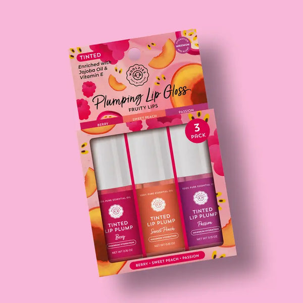 Tinted Lip Plumpers Trio - Fruity Lips - Berry Sweet Peach Passion - Woolzies - Wild Lark