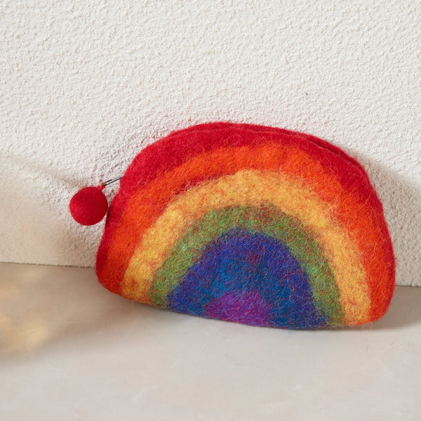 Handmade Wool Felt Pouch - Rainbow - Moon - Sparkle Being - Wild Lark