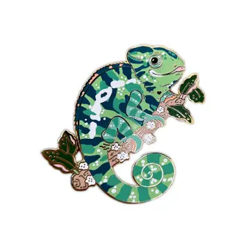 Enamel Pin: The Crowned Rabbit - Green Leopard Chameleon - The Crowned Rabbit - Wild Lark
