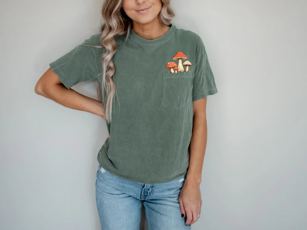 Forest Fungi Green Pocket T-Shirt - Nature Lover's Tee -  - Plant Scouts - Wild Lark