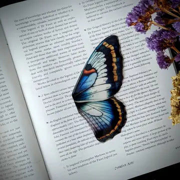 Clear Bookmark - Blue Purple Butterfly Wing - Dark Veinlet - Wild Lark