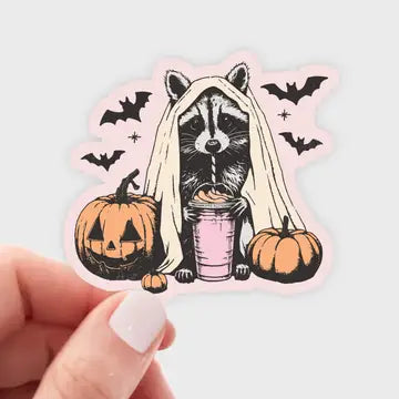 Yarnival Stickers - Fall Vibing Raccoon Sticker - Yarnival - Wild Lark