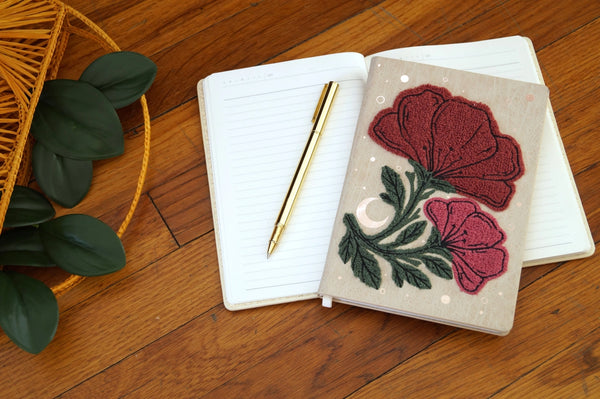 Double Bloom Embroidered Journal Notebook - - Denik - Wild Lark