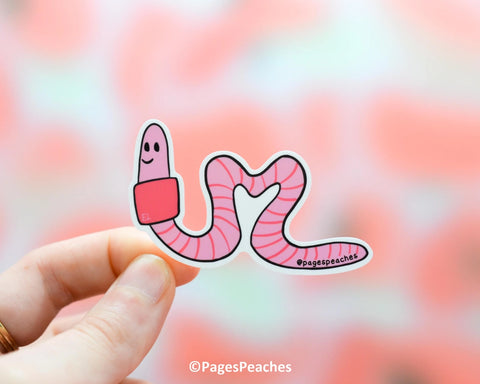 Large Heart Worm Sticker - - Page's Peaches - Wild Lark