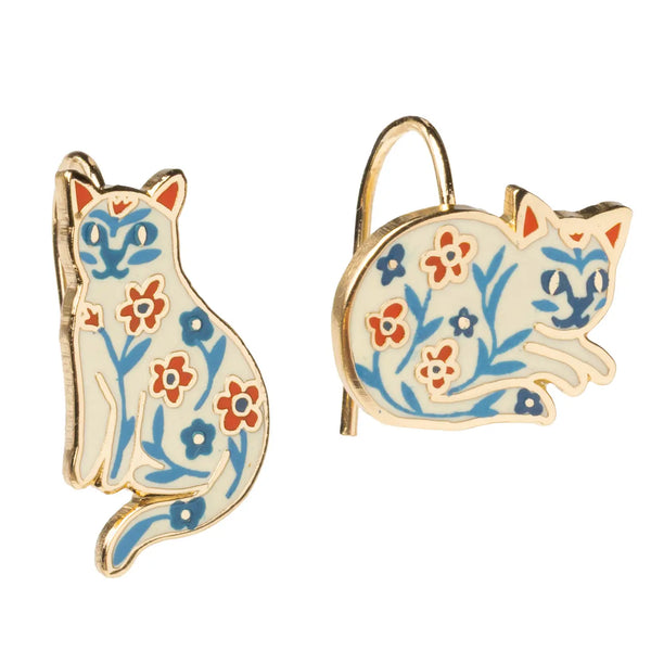 Drop Earrings - Floral Cat - Yellow Owl Workshop - Wild Lark