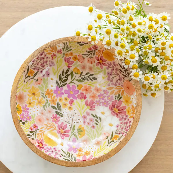 Mango Wood Serving Bowl - Primrose Petals - Elyse Breanne Design - Wild Lark