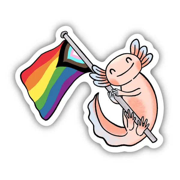 Stickers by Big Moods - Axolotl with Progress Pride Flag - Big Moods - Wild Lark