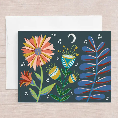 Midnight Blooms Greeting Card -  - Jen Fox Studio - Wild Lark