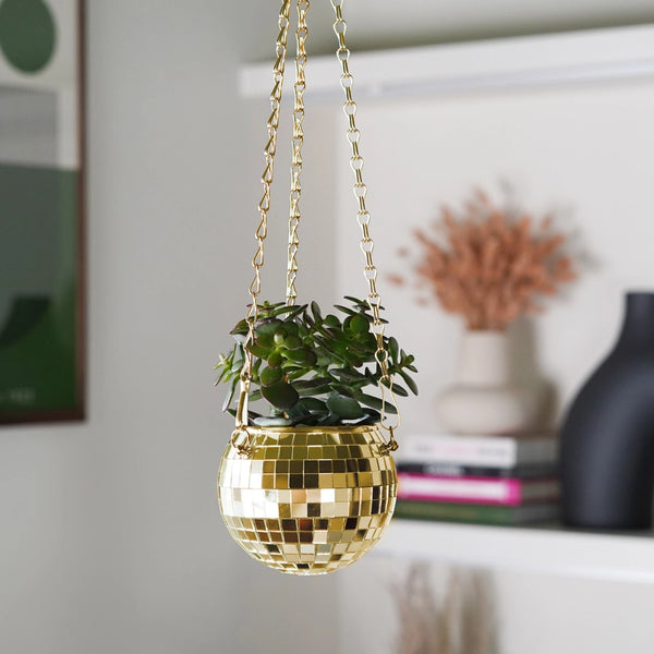 Disco Ball Hanging Planter - 4 inch Gold - Bubblegum Stuff US - Wild Lark