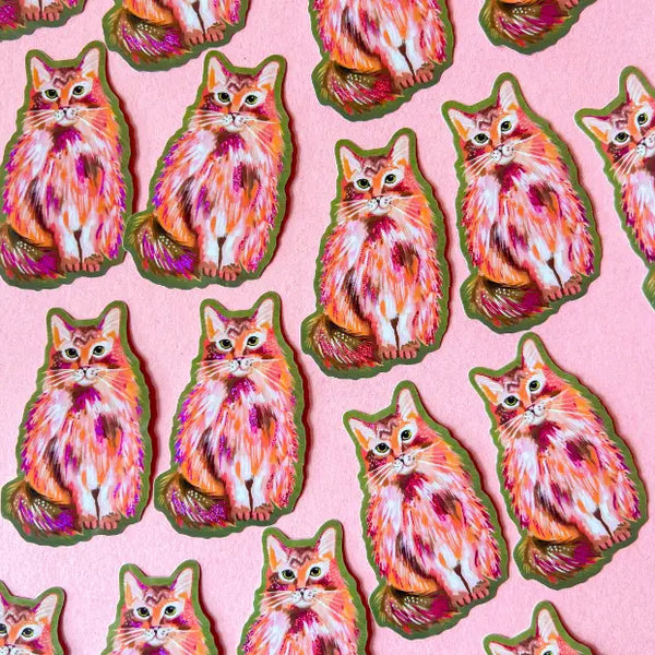Katie Daisy Matte Sticker - Pink Glitter Kitty - Katie Daisy - Wild Lark