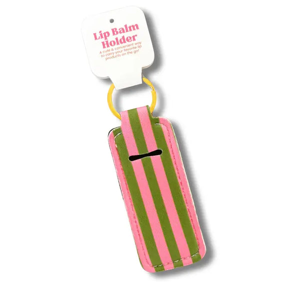 Lip Balm Keychain Holder - Pink & Green Stripes - Elle Nicole - Wild Lark