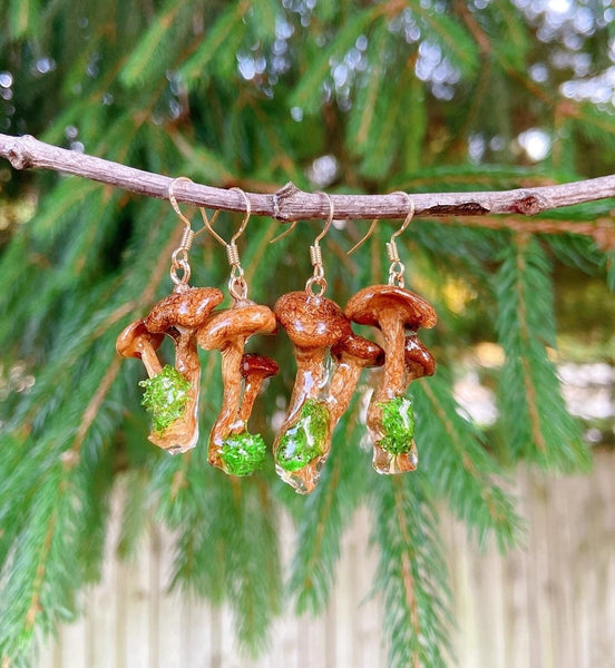 Handmade Earrings - Dried Mushroom Fern Handmade Resin Earrings - Daisy Moon by Hillerland - Wild Lark