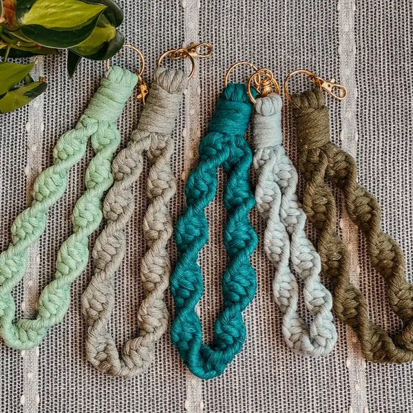 Spiral Marcrame Wristlet Keychain - Mint - Knotted - Wild Lark