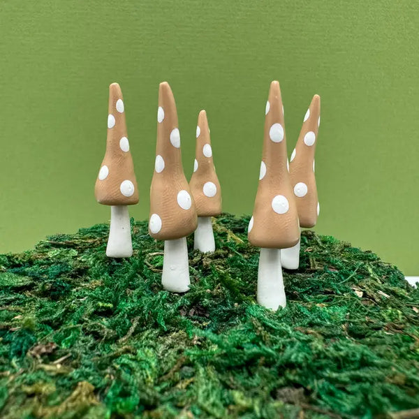 Fairy Garden Mushroom Gnome-style Plant Pick - Tan - Mystical Woodlands - Wild Lark