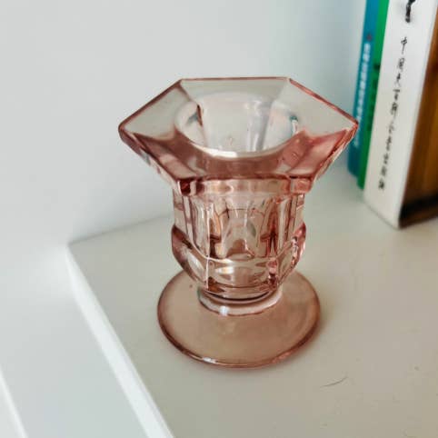 Glass Candlestick Holders Taper Candle Holders Tabletop - Mauve - Sweet Home Deco - Wild Lark
