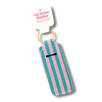 Lip Balm Keychain Holder - Pink & Blue Stripes - Elle Nicole - Wild Lark