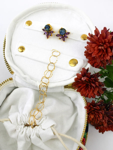 Navy Bouquet Jewelry Pouch - - Ash & Rose - Wild Lark