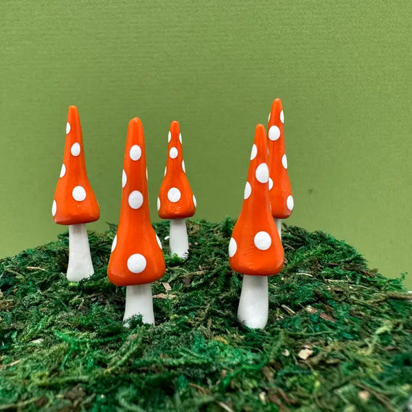 Fairy Garden Mushroom Gnome-style Plant Pick - Burnt Orange - Mystical Woodlands - Wild Lark
