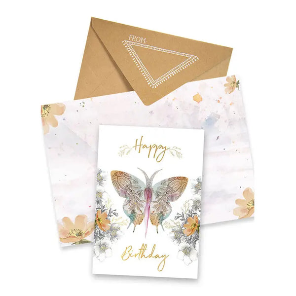 Greeting Card - Paisley Butterfly Birthday - - PAPAYA - Wild Lark