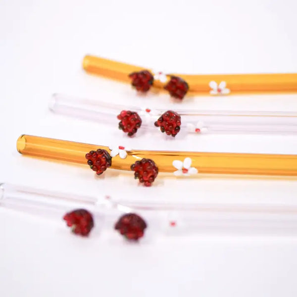 Raspberry Blossom Glass Straw 20oz