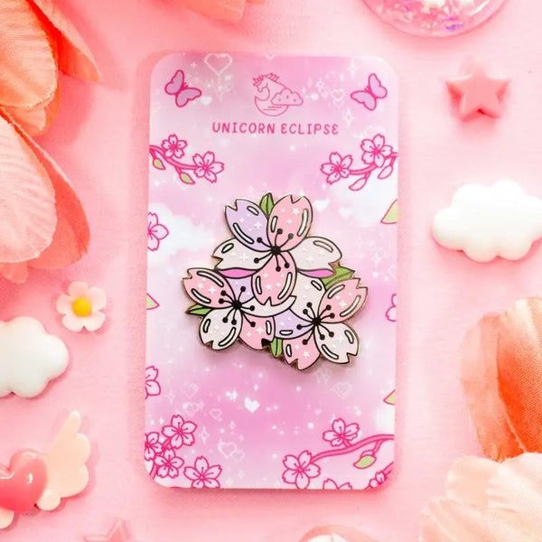 Enamel Pin - Sakura Flowers - Unicorn Eclipse - Wild Lark