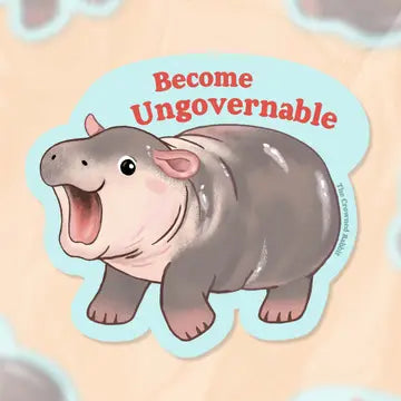 Vinyl Stickers: The Crowned Rabbit - Become Ungovernable Moo Deng - The Crowned Rabbit - Wild Lark