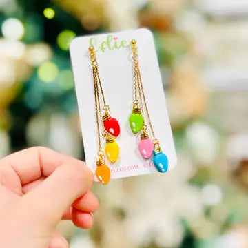 Holiday Clay Earrings - Christmas Holiday Lights Dangle Earrings - Eflie - Wild Lark