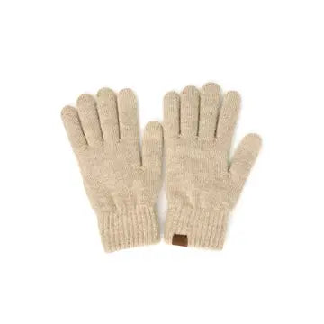 C.C. Heather Plain Knit Gloves - Beige - Hana - Wild Lark