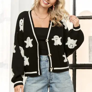 Long Sleeve Button Front Cardigan - Black (Small) - ADORA LA - Wild Lark