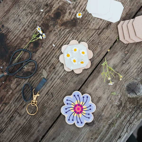 Keyring Flower Press - Blue - Studio Wald - Wild Lark