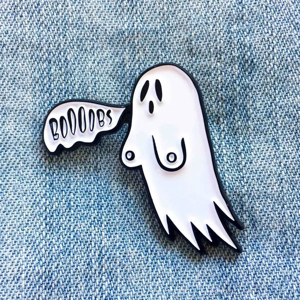 Ectogasm Enamel Pin - "Boobs" Funny Ghost Goth Fashion Halloween Enamel Pin - Ectogasm - Wild Lark