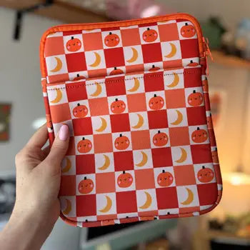 Book & Kindle Pouch, Pocket and Zipper - Cute Pumpkin Halloween - CrescentCat Co. - Wild Lark