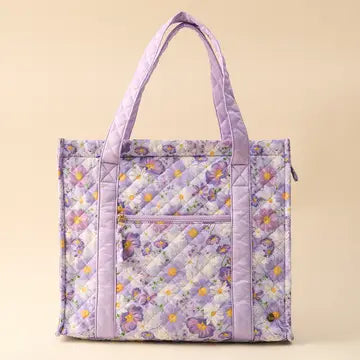 The Everyday Quilted Tote Bag - Bouquet Beauty Purple - The Darling Effect - Wild Lark