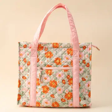 The Everyday Quilted Tote Bag - Bouquet Beauty Sage - The Darling Effect - Wild Lark