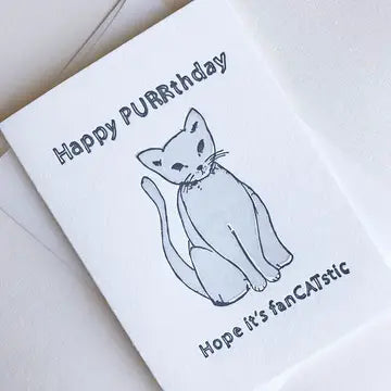 Greeting Cards - FanCATstic Birthday - Letterpress Birthday Greeting Card - Steel Petal Press - Wild Lark