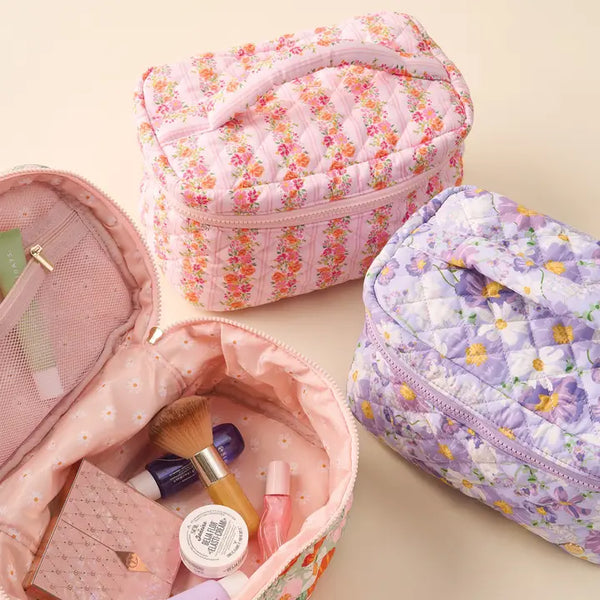 Glam & Go Quilted Cosmetic Bag - - The Darling Effect - Wild Lark